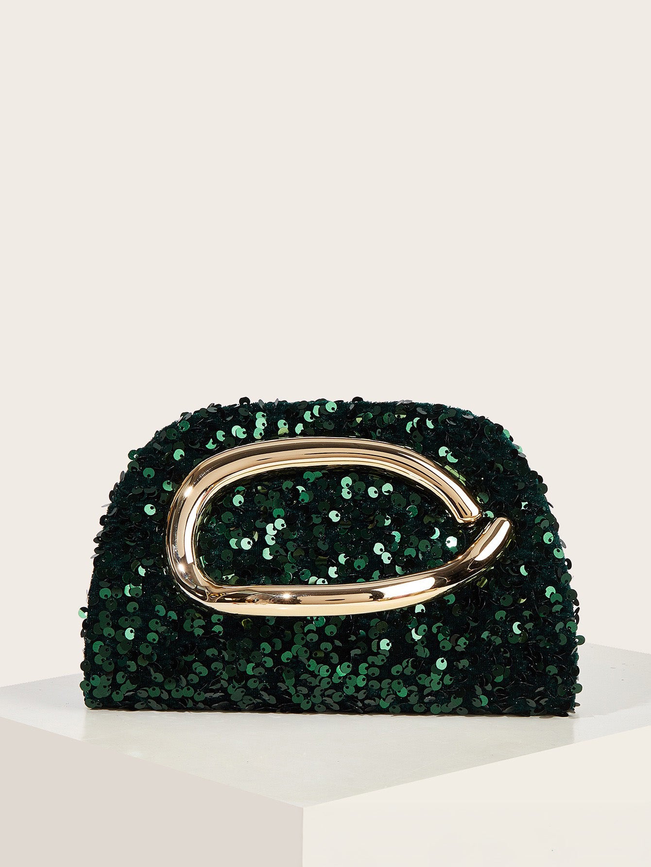 Dark Green Sequin Shoulder Bag/Handbag with Chain Strap for Cocktail, Evening&Party