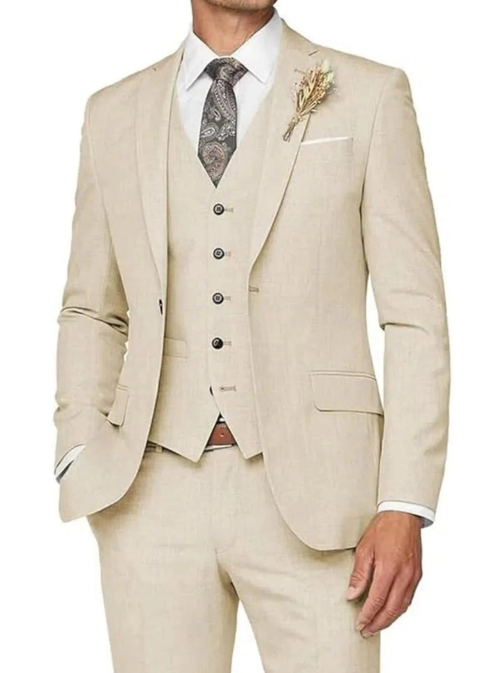 Men's Tailored Wedding Suits Slim Fit 3 Piece Suit Set Single Breasted Two-buttons