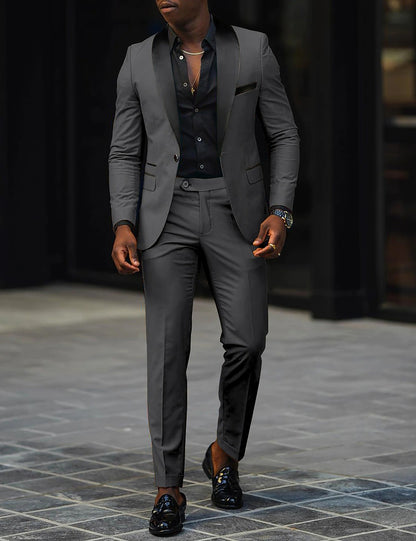 Men's Wedding Party Suits Shawl Lapel Notch Black Pink Fashion Daily Solid Colored Tailored Fit 2 Piece Single Breasted One-button