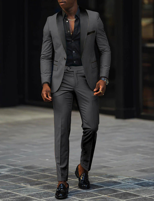 Men's Wedding Party Suits Shawl Lapel Notch Black Pink Fashion Daily Solid Colored Tailored Fit 2 Piece Single Breasted One-button