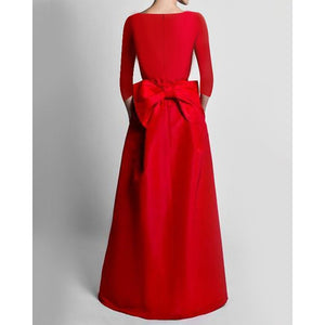 A-Line Mother of the Bride Jumpsuit Formal Evening 3/4 Long Sleeves Floor-Length With Detachable Overskirt Bow Stretchable