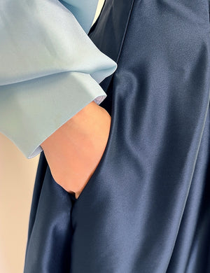 A-Line Evening Dress High Split Formal Gown Wedding Guest Floor Length Long Sleeve V Neck Belt / Sash Satin with Pleats Slit