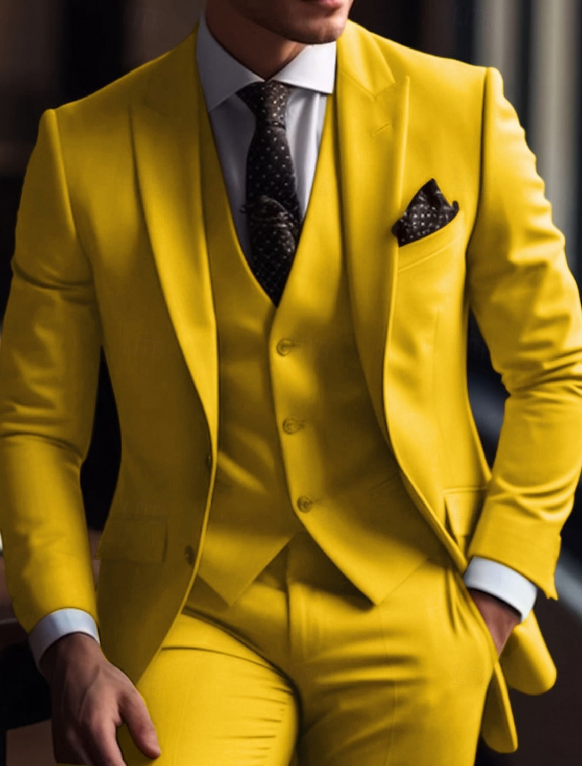 Men's Wedding Suits Peak White Ivory Solid Colored Prom Suits Slim Fit 3 Piece Single Breasted Two-buttons