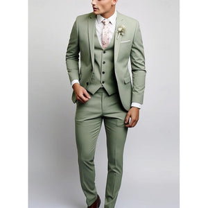 Men's Wedding Suits Notch Black Pink Prom Solid Colored Tailored Fit 3 Piece Single Breasted Two-buttons