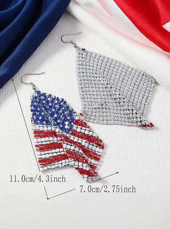 United States 250th Anniversary Women's Patriotic American Flag Earrings for 4th of July and National Holidays