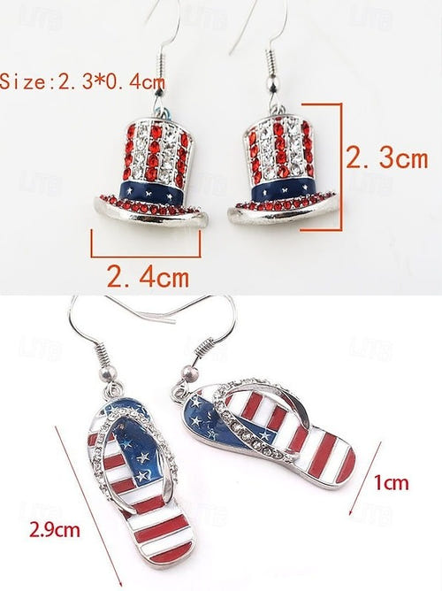 United States 250th Anniversary Women's Patriotic American Flag Earrings for 4th of July and National Holidays