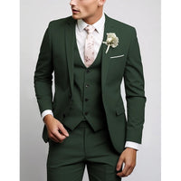 Men's Wedding Suits Notch Black Pink Prom Solid Colored Tailored Fit 3 Piece Single Breasted Two-buttons