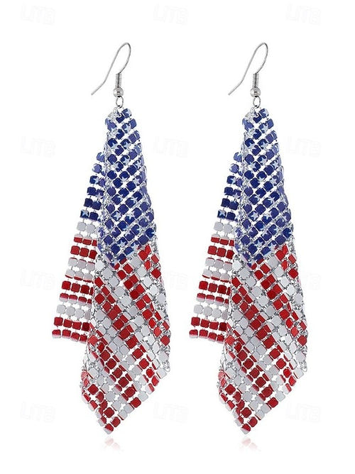 United States 250th Anniversary Women's Patriotic American Flag Earrings for 4th of July and National Holidays