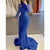 Mermaid Evening Gown Sequin Elegant Dress Formal Sweep / Brush Train Long Sleeve High Neck Satin with Pearls Masquerade Dress