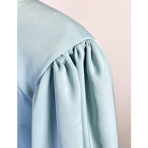 A字型晚礼服高开叉正装婚宴礼服及地长袖深V领系腰带/腰带缎面带褶裥开衩
