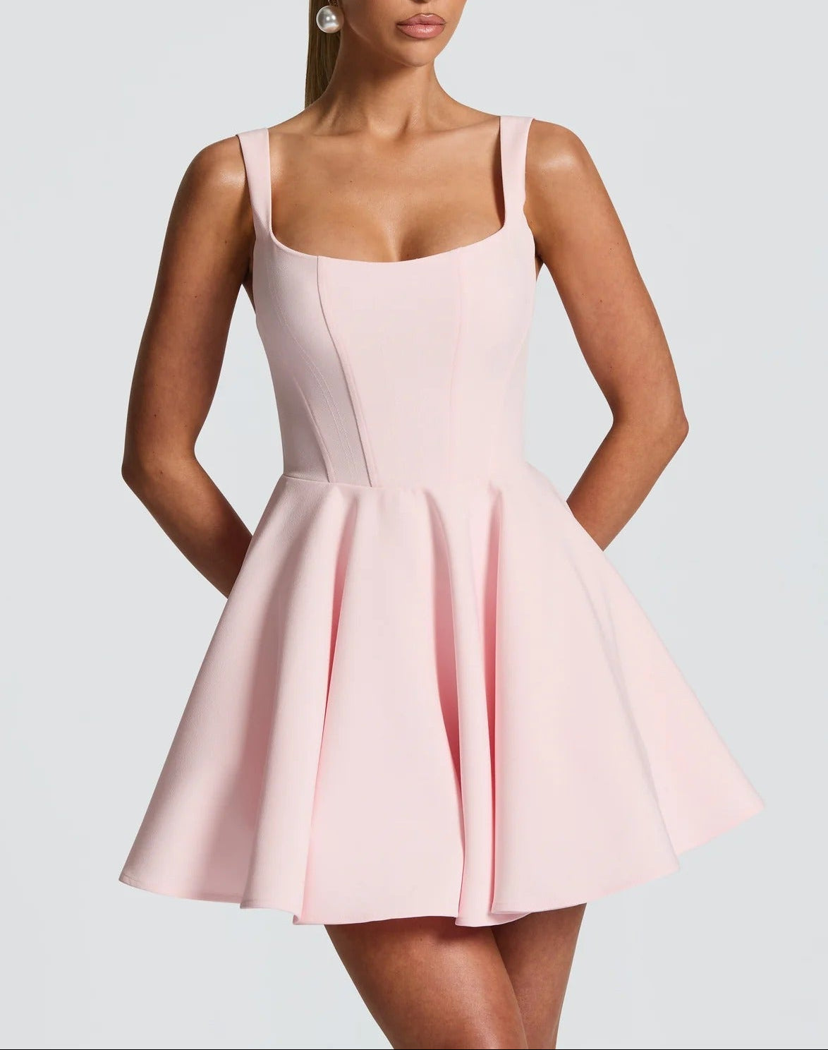 Nafori Pink A Line/Princess Christmas Party Dresses Cocktail Short/Mini Spaghetti Straps Sleeveless With Detachable Bow Homecoming 2026