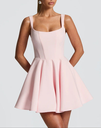A Line/Princess Christmas Party Dresses Cocktail Short/Mini Spaghetti Straps Sleeveless With Detachable Bow Homecoming