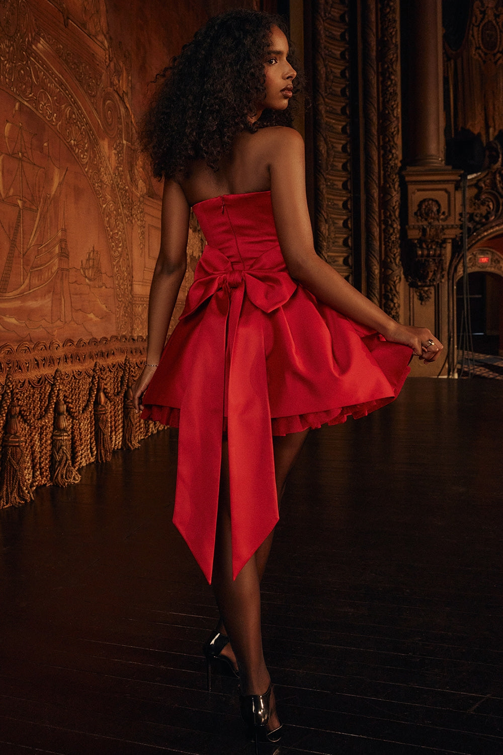 A Line/Princess Party Dresses Satin Convertible Cocktail Dress Short/Mini Off The Shoulder Sleeveless With Detachable Bow Homecoming