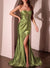 Mermaid Evening Dresses Satin Strapless Floor-Length Formal Satin Dress With Corset Ruched