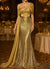 Sequin Mermaid / Trumpet Evening Gown Elegant Formal Dress Formal Wedding Floor Length Sleeveless Off Shoulder Sequined