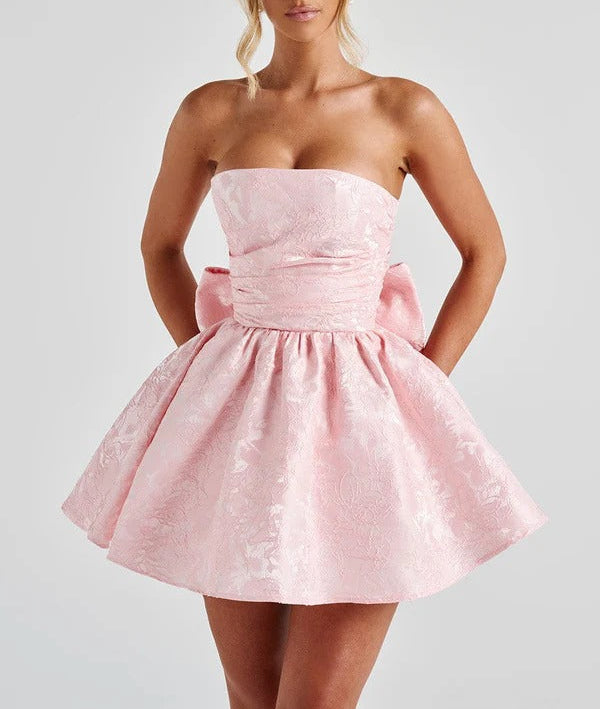 A Line/Princess Christmas Party Dresses Homecoming Short/Mini Off Shoulder Sleeveless With Detachable Bow Cocktail