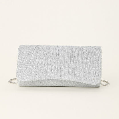 Women's Silver Glitter Evening Clutch Purse – Elegant Shoulder Bag with Chain Strap for Cocktail, Wedding & Formal Events