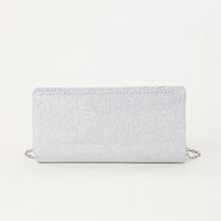 Women's Silver Glitter Evening Clutch Purse – Elegant Shoulder Bag with Chain Strap for Cocktail, Wedding & Formal Events
