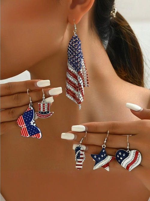United States 250th Anniversary Women's Patriotic American Flag Earrings for 4th of July and National Holidays