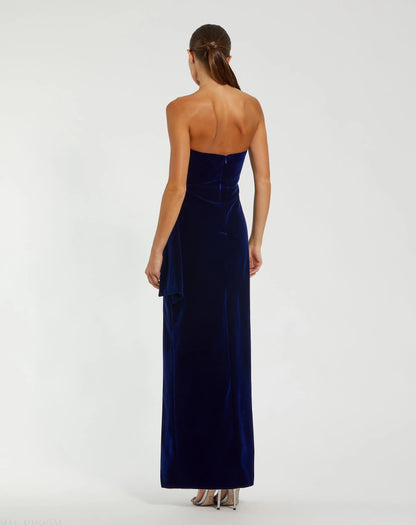 Sheath Velvet  Evening Gown Floor Length Off Shoulder Sleevesless With Back Zipper