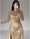 Mermaid Sequin Evening Gown Prom Dress Ruched Satin Dress Long Sleeves Masquerade Floor Length Illusion Neck with Pearls Overskirt Dress