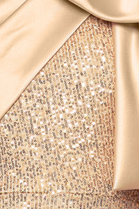 Sheath/Column Sequin & Satin Bow One-Shoulder Sleeveless Floor-Length Evening  Dresses