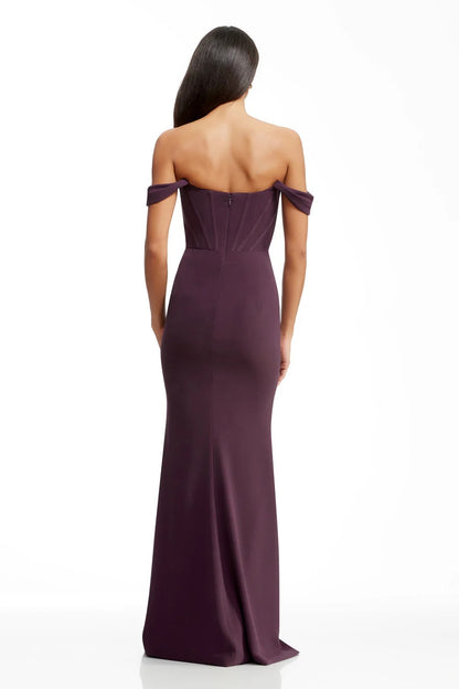 Sheath/Column Spandex Bridesmaid Dresses Floor-Length Off-the-Shoulder Sleeveless With Side Silt