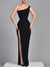 Black Evening Dress Mermaid Velvet Formal Dress One Shoulder Floor-length Black Prom Dresses High Split