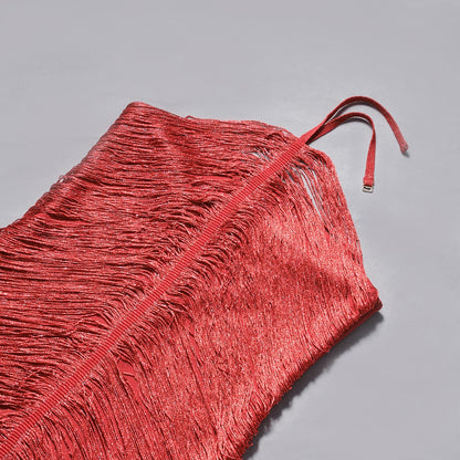 Sheath Cocktail Dress Tassels Party Dress Sleeveless Ankle Length Halter Neck With Ruffles