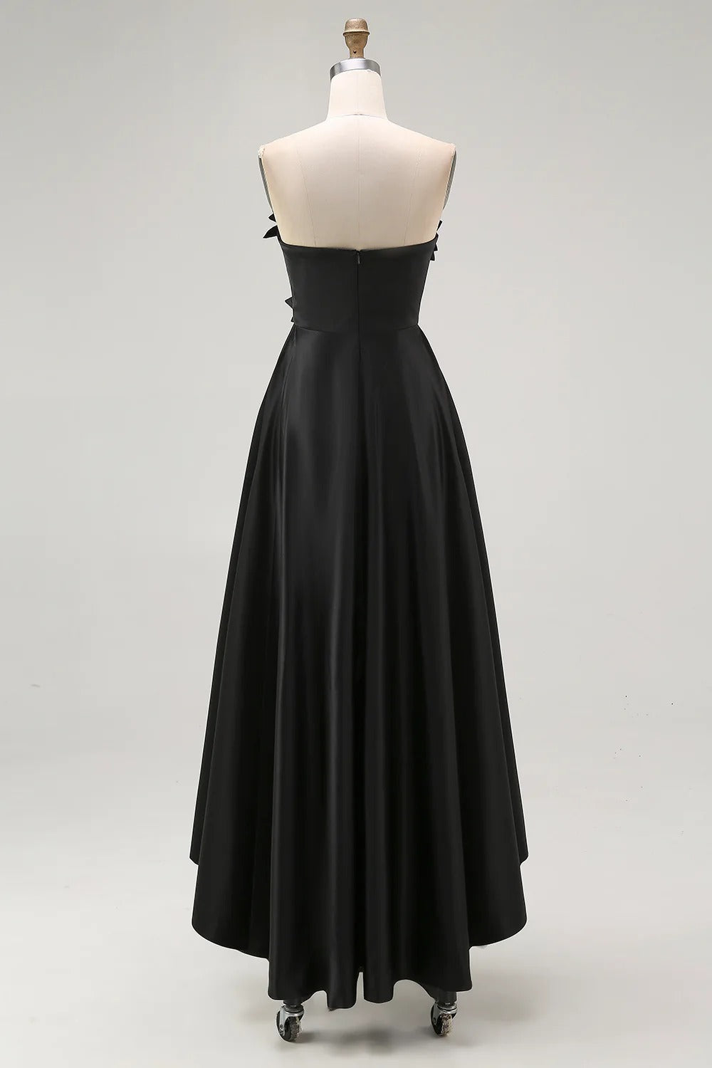 A-Line/Princess Stain  Evening/Formal Dress High-Low Strapless Sleeveless With 3D Flowers&Ruffles