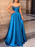 A Line/Princesses Prom Dresses Satin Strapless Floor-Length Formal Corset Dress With Sequins
