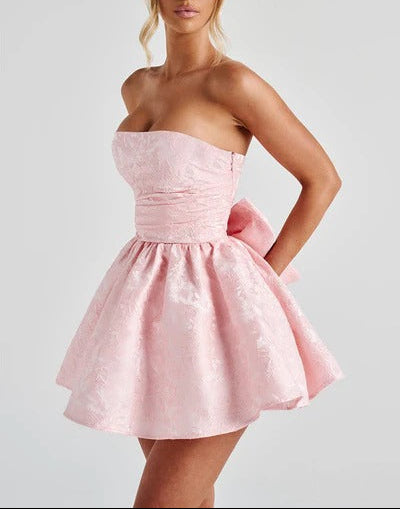 A Line/Princess Christmas Party Dresses Homecoming Short/Mini Off Shoulder Sleeveless With Detachable Bow Cocktail