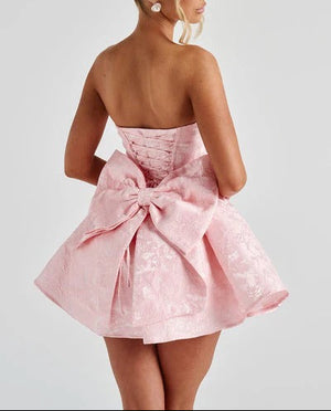 A Line/Princess Christmas Party Dresses Homecoming Short/Mini Off Shoulder Sleeveless With Detachable Bow Cocktail