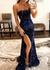 Trumpet/Mermaid Evening Party Dresses Sequins Strapless Sleeveless Floor-Length With Side Split