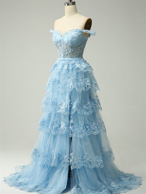 A-Line/Princess Sweetheart Off The Shoulder Sleeveless Floor-Length Evening Dress With Sequins